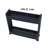 Slim Organizer 2 Katlı Plastik Banyo / Mutfak Düzenleyici Raf – Antrasit (49,5 × 14 × 45 cm) thumbnail 2