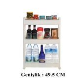 Slim Organizer 3 Katlı Plastik Banyo / Mutfak Düzenleyici Raf – Beyaz (49,5 × 14 × 80 cm) thumbnail 2