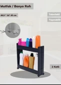 Slim Organizer 2 Katlı Plastik Banyo / Mutfak Düzenleyici Raf – Antrasit (49,5 × 14 × 45 cm) thumbnail 6