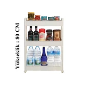 Slim Organizer 3 Katlı Plastik Banyo / Mutfak Düzenleyici Raf – Beyaz (49,5 × 14 × 80 cm) thumbnail 3