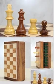 Özel Vernikli Mıknatıs Taşlı Ahşap Katlanabilir Kutulu Satranç Oyunu 17.5 Cm G221 thumbnail 1