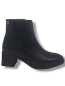 Zerhan 1101 Kadın Siyah Fermuarlı Kalın Topuklu Klasik Bot thumbnail 1