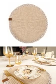Vos Versa Amerikan Servis  6'lı Supla Lux Sunum Tabak Altlığ - Yuvarlak Bej VVHM0040 thumbnail 2