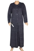 Hesna Kadın Nurel Büyük Beden Kışlık Kare Çıtçıtlı Lacivert Pardesü thumbnail 2