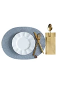 Vos Versa Amerikan Servis 6!lı Supla Lux Sunum Tabak Altlığ - Oval Gri  VVHM0043 thumbnail 2