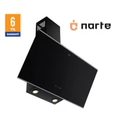 NARTE -H20090BX 90 CM Siyah  Cam Inox Çıtalı Eğimli Davlumbaz - 6 YIL GARANTİLİ thumbnail 3