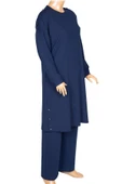 Hesna Kadın Benan Fitili Düğmeli Spor İndigo Tunik Pantolon Takım thumbnail 5