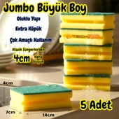 Technow Jumbo Büyük Boy Vip Kaliteli 14 x 7 cm Oluklu Bulaşık Süngeri 5 Adet thumbnail 1