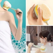 Banyo Lifi ve Süngeri 2 si 1 Arada Çift Taraflı Uzun Saplı Fırçalı Banyo Vücut Sırt Fırçası Banyo Lifi thumbnail 2