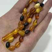 Renk Karması Doğal Kaya Damla Kehribar Tesbih 33lük 11,35x7,4mm 14 Gram thumbnail 3