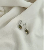 Küpe Zultanit Oval 925 Ayar Gümüş Renk Değiştiren Sultanit Sallanır Küpe thumbnail 2