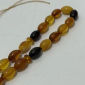 Renk Karması Doğal Kaya Damla Kehribar Tesbih 33lük 11,35x7,4mm 14 Gram thumbnail 4