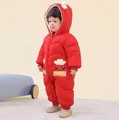 Bebek Fermuarlı Kozmonot Tulum Kırmızı 100 Beden thumbnail 4