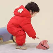 Bebek Fermuarlı Kozmonot Tulum Kırmızı 100 Beden thumbnail 3