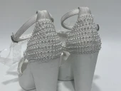 Ayakkabı Tutkusu Stilo İnci Kaplama Kalın Topuk Gelin Ayakkabısı 39 Numara thumbnail 8