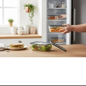 Silikon vakumlu cam kapaklı cam saklama kabı 3 boy 700-1400-2600 ml. thumbnail 3