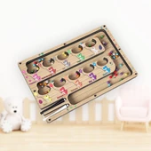 TİNEKE  Manyetik Eğitici Renkli Sayma ve Eşleştirme Labirenti Eğitim Oyuncağı Ahşap Montessori Oyunu Dinozor thumbnail 2