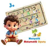 TİNEKE  Manyetik Eğitici Renkli Sayma ve Eşleştirme Labirenti Eğitim Oyuncağı Ahşap Montessori Oyunu Dinozor thumbnail 3