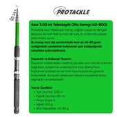 Olta Seti - 300cm Olta Kamışı 40-80GR / 4000'lik Olta Makinesi (XB-Yeşil) - Taşıma Çantalı thumbnail 3