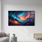 Model (Soyut ve Canlı Renkli) Cam Tablo, Ev ve Ofis Duvar Dekoru, Hediyelik Büyük Temperli 4 mm Cam Tablo thumbnail 2