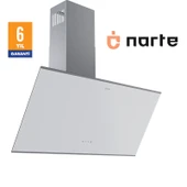 NARTE -H20090W 90 CM Beyaz Cam Inox Çıtalı Eğimli Davlumbaz - 6 YIL GARANTİLİ thumbnail 2