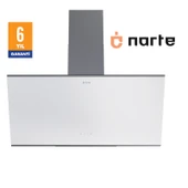 NARTE -H20090W 90 CM Beyaz Cam Inox Çıtalı Eğimli Davlumbaz - 6 YIL GARANTİLİ thumbnail 1