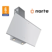 NARTE -H20090W 90 CM Beyaz Cam Inox Çıtalı Eğimli Davlumbaz - 6 YIL GARANTİLİ thumbnail 3