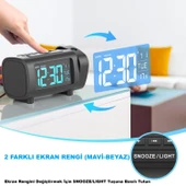 HyMark Mavi Projeksiyonlu Çalar Saat FM Radyo Dijital Saat USB Şarj Sıcaklık 4 Seviye Parlaklık thumbnail 5