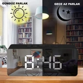 HyMark Dijital Çalar Saat Usb/Pil Aynalı LED Termometre Alarm Gece Modlu Eletronik Saat thumbnail 3