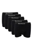 5 adet Feelline Siyah Pamuklu Doğal Likralı Erkek Boxer thumbnail 1