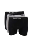 3 adet Feelline Siyah ve Gri Pamuklu Doğal Likralı Erkek Boxer thumbnail 1