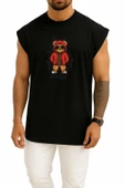 Oversize Şapkalı Graffiti Teddy Bear Göğüs Baskılı Atlet thumbnail 11