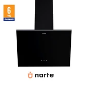 NARTE -H20060BX 60 CM Siyah  Cam Inox Çıtalı Eğimli Davlumbaz - 6 YIL GARANTİLİ thumbnail 1