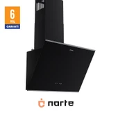 NARTE -H20060BX 60 CM Siyah  Cam Inox Çıtalı Eğimli Davlumbaz - 6 YIL GARANTİLİ thumbnail 2
