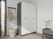 4 Kapaklı 2 Çekmeceli Gardırop Koyugri-Beyaz thumbnail 2
