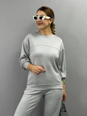 MDB Kadın Uzun Kollu Bisiklet Yaka Viskon Iki Iplik Bluz Ve Pantolon Ikili Takım thumbnail 2