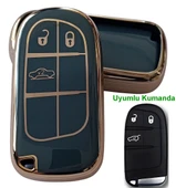 Egea Cross 500 Jeep Dodge Chrysler Uyumlu Smart Kumanda Anahtar Kılıfı Oto Anahtarlık Turkuaz Gold thumbnail 1