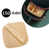 150 Adet Air Fryer Pişirme Kağıdı Tek Kullanımlık Hava Fritöz Yağ Geçirmez Yapışmaz Gıda Pişirme Kağıdı Delikli Kare Mod thumbnail 1