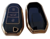 Proace Rifter Berlingo Combo DS Uyumlu Smart Kumanda Anahtar Kılıfı Oto Anahtarlık Siyah Gold thumbnail 2