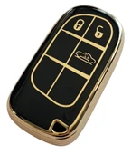 Egea Cross 500 Jeep Dodge Chrysler Uyumlu Smart Kumanda Anahtar Kılıfı Oto Anahtarlık Siyah Gold thumbnail 3