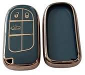 Egea Cross 500 Jeep Dodge Chrysler Uyumlu Smart Kumanda Anahtar Kılıfı Oto Anahtarlık Turkuaz Gold thumbnail 3