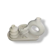 4lü set Dalgalı ve yuvarlak vazo çiçekçi kız kokulu mum thumbnail 4