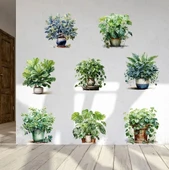 Saksılı Çiçek Tasarımlı 8li Sticker (5365) thumbnail 4