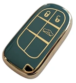 Egea Cross 500 Jeep Dodge Chrysler Uyumlu Smart Kumanda Anahtar Kılıfı Oto Anahtarlık Turkuaz Gold thumbnail 2