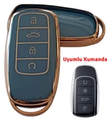 Chery Tiggo 7 Tiggo 8 Omoda 5 Uyumlu Smart Kumanda Anahtar Kılıfı Oto Anahtarlık Turkuaz Gold thumbnail 1