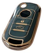 Fiat Egea Uyumlu Kumanda Anahar Kılıfı Oto Anahtarlık 3 Tuşlu Turkuaz Gold thumbnail 2