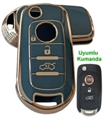 Fiat Egea Uyumlu Kumanda Anahar Kılıfı Oto Anahtarlık 3 Tuşlu Turkuaz Gold thumbnail 1
