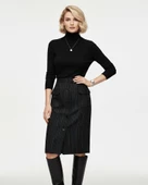 Kadın Kaşe Düğmeli Midi Etek - Desenli thumbnail 1