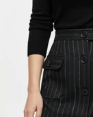 Kadın Kaşe Düğmeli Midi Etek - Desenli thumbnail 3