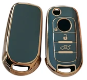 Fiat Egea Uyumlu Kumanda Anahar Kılıfı Oto Anahtarlık 3 Tuşlu Turkuaz Gold thumbnail 3